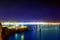 Ibiza town port blue sea night lights