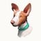 Ibizan Hound, Ibizan Warren Hound dog digital art illustration isolated on white background. Ibiza origin hound hunting dog. Pet
