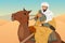 Ibn Battuta Riding a Horse Illustration