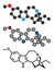 Ibogaine alkaloid molecule, found in Tabernanthe iboga