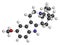 Ibogaine alkaloid molecule, found in Tabernanthe iboga. 3D rendering. Atoms are represented as spheres with conventional color