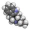 Ibogamine alkaloid molecule, found in Tabernanthe iboga. 3D rendering. Atoms are represented as spheres with conventional color