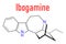 Ibogamine alkaloid molecule, found in Tabernanthe iboga. Skeletal formula.