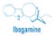 Ibogamine alkaloid molecule, found in Tabernanthe iboga. Skeletal formula.