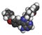 Ibrutinib cancer drug molecule. Used in treatment of mantle cell lymphoma and chronic lymphocytic leukemia CLL.