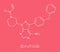 Ibrutinib cancer drug molecule. Used in treatment of mantle cell lymphoma and chronic lymphocytic leukemia CLL. Skeletal formula