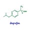 Ibuprofen hand drawn vector formula chemical structure lettering blue green