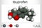 Ibuprofen molecule, is a nonsteroidal anti-inflammatory drug NSAID drug. Molecule model