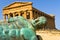 Icarus statue in front of Temple of Concordia at Agrigento Valley of the Temple, Sicily