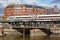 ICE 4 high-speed train of Deutsche Bahn DB on the Oberhafen bridge in Hamburg, Germany