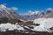 Ice on Baltoro glacier with Paiju peak background, K2 trek, Pakistan