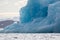 An ice berg floating in the Arctic north of Svalbard in the Arctic