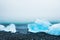 Ice on the black volcanic sand. Jokulsarlon ice beach, Iceland.