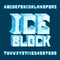 Ice Block alphabet font. 3D ice cracked letters and numbers.