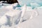 Ice blocks cover with snow at Lake Baikal