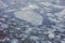 Ice blocks floating over the water of a frozen river