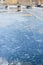 Ice blocks on frozen Moscow river