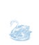 Ice Blue Crystal Glass Swan on White Background, Clipping Path