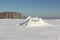 Ice breaking on the river in early spring