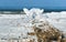 The ice on the breakwater in the sea, breakwaters in the ice