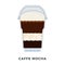 Ice Caffe Mocha in a clear plastic glass with foam vector flat isolated