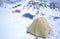 Ice camping on glacier in St. Elias National Park and Preserve, Wrangell Mountains, Wrangell, Alaska