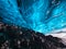 The Ice Cave in Iceland. Crystal Ice Cave. Vatnajokull National Park. Inside view of the ice.