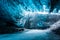 Ice cave in Iceland deep tunnel blue