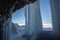 Ice cave, Icicles in the rocky caves, Lake Baikal in winter, Siberia