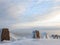 Ice on the chain on the shore of Lake Superior