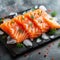 Ice chilled salmon fillet, a cool and appetizing presentation for dining