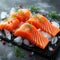 Ice chilled salmon fillet, a cool and appetizing presentation for dining