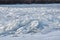 Ice chunks piled up on the river