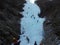 Ice climber climbing frozen water of kangchon waterfall