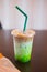 Ice coffee fusion three layer espresso,milk and Matcha green te