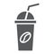 Ice coffee glyph icon, coffee and cafe, cup sign