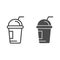 Ice coffee line and glyph icon. Cappuccino vector illustration isolated on white. Coffee to go outline style design