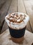 Ice coffee topped with whip cream