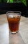 Ice cola glasses, iced tea in glass cups or soft drink glasses
