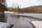 Ice-cold lake, ducks, birds, and snow - France