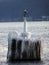 Ice covered buoy on marina channel in Finger Lakes