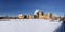 Ice covered Mississippi River with Saint Paul skyline, Minnesota, USA