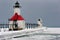 Ice Covered St. Joseph Lighthouse Michigan USA