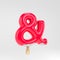 Ice cream ampersand symbol. Pink popsicle alphabet. 3d rendered dessert lettering isolated on white background