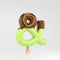 Ice cream ampersand symbol. Pistachio popsicle font with hot chocolate and sprinkles isolated on white background
