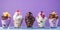 Ice Cream Assortment Various ice creams or gelato on purple background 1