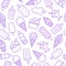 Ice cream background, sweet food seamless pattern. Vanilla icecream, frozen yogurt, popsicle lolly line icons. Summer