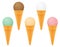 Ice cream ball in waffle cone vector illustration
