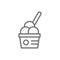Ice cream balls in cup, takeaway line icon.