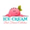 Ice cream banner with candy face. Vector illustration